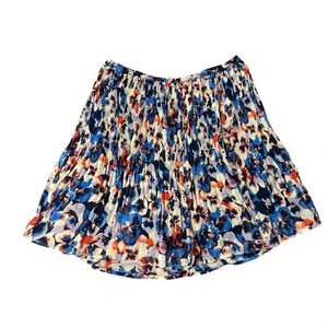 Elle Womens Skirt Elastic Waist Floral Lined Skirt Pleated Pull on Size 12